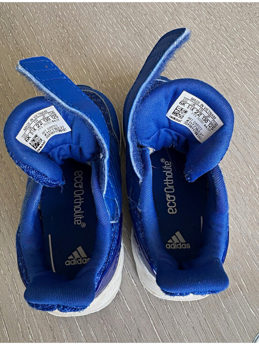 adidas RapidaRun Blue/White Hook & Loop Non-Marking Kids Sneaker EU 22